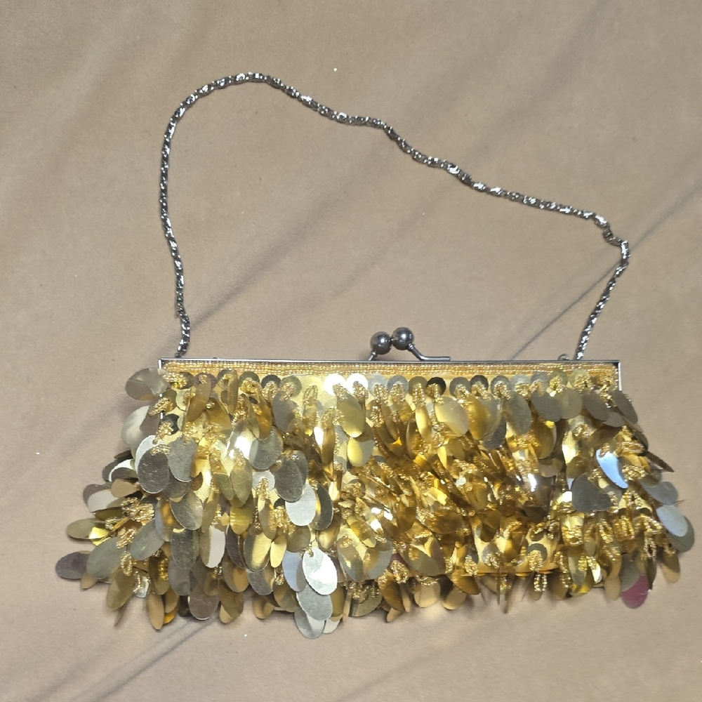 Vintage America Gold Sequin Wristlet